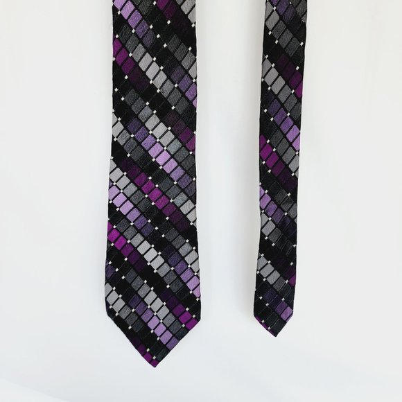 Kenneth Cole Reaction Men's Necktie 100% Silk Multicolor Rectangle/Dots Design - Picture 4 of 10